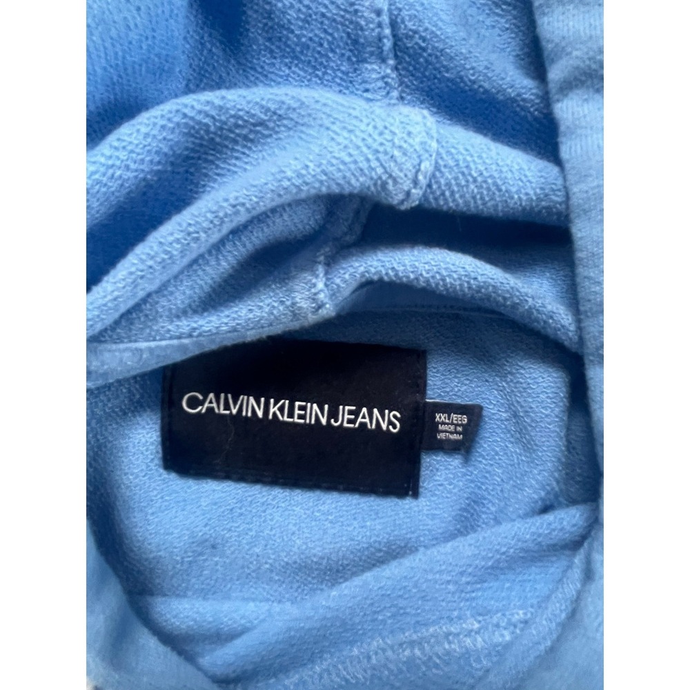 Calvin Klein Jeans Womens XXL Blue Ombre Dip Dye Logo Pullover Hoodie Sweatshirt - Picture 5 of 6